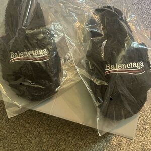 Balenciaga Black fur furry Slippers